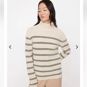 VINCE Cashmere Striped Shaker Rib Turtleneck Sweater